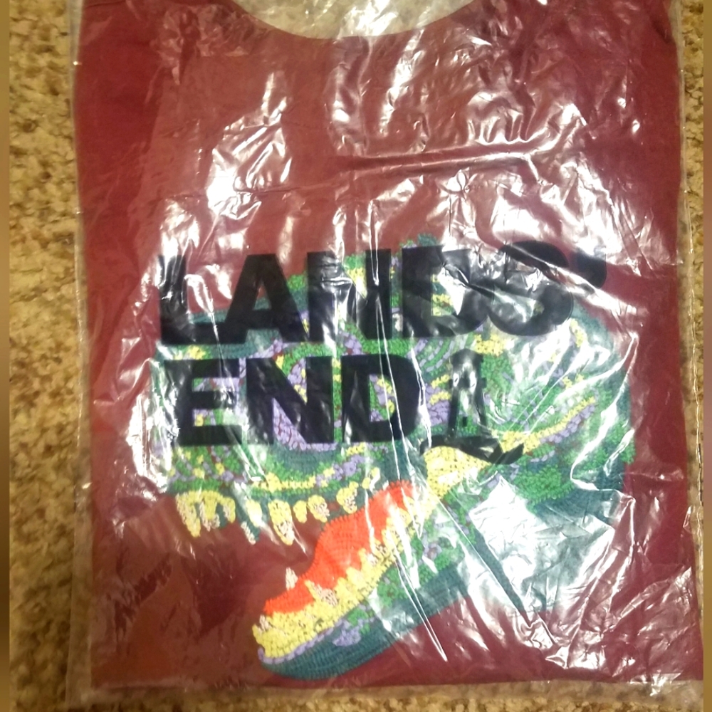 NWT Lands' End Maroon Graphic T-Shirt T Rex Embroidery Size Medium
